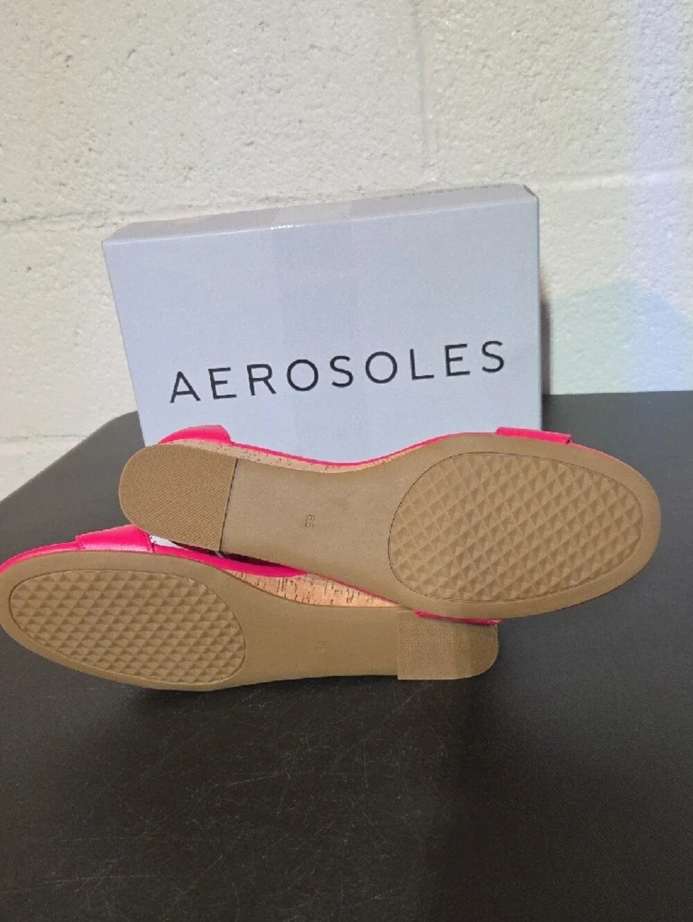 AEROSOLES Hot Pink Cork Wedge Sandals